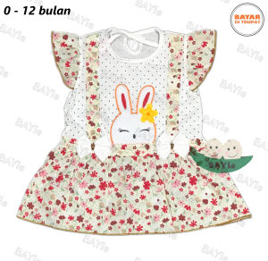 BAYIe - Baju Anak Perempuan Dress motif RABBIT BUNGA PLANET KIDS Pakaian anak