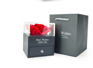 Hộp Đựng Trang Sức Sang Trọng Hoa Hồng Sáp Vĩnh Cửu Có Ngăn kéo Túi Đựng Làm Quà Tặng