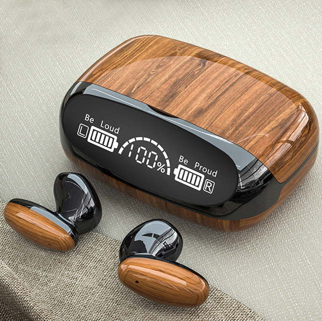 TWS Holzmaserung Bluetooth Kopfhörer V5.2 Drahtlose Kopfhörer In-Ear Wasserdicht Stereo Sport Noise Reduction Mini HiFi Ohrhörer_voghion.com