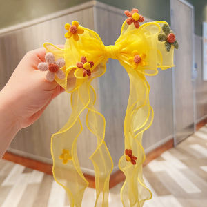 FG Jepit Rambut Wanita Bentuk Bunga Pita Panjang Motif Bunga Hairband Hairpin Korean Import