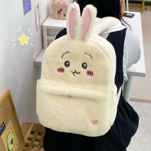 THOMA Soft Anime Chiikawa Bag Cartoon Cute Kawaii Usagi Backpack Casual Creative Plush Hachiware Bag Girls