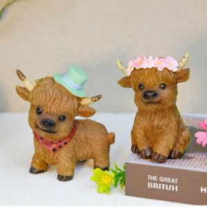 UMBRAULI Phim hoạt hình Đồ trang trí bò Dễ thương Trang trí Tượng nhỏ Trang trí bàn Nhựa Tượng bò Trang trại