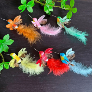 OPEAREY 6pcs Garden Landscape Decor Simulation Birds Colorful Photography Props Foam Feathers Birds Crafts Tree Ornaments Artificial Birds for Wedding Festival Home