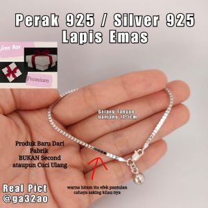 Gelang Tangan Perak 925 Lapis Emas Putih Awet Anti Karat S925 Akan Dikirim Sesuai Foto Ada Surat