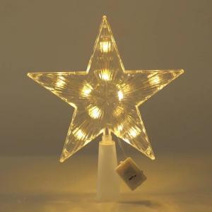 15cm Xmas Tree Topper Star Glowing Christmas Five-pointed Star Ornament with LED Light Colorful Shining Lamp Home Decor