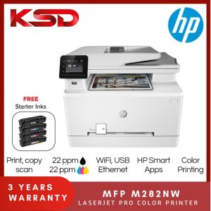 HP M282NW Color LaserJet Pro Multi Function Printer (Print Scan Copy Network Wireless ePrint Wifi Direct) (C/W Original HP 206A Toner x 1 Set) - 3 Years Onsite Warranty by HP Malaysia