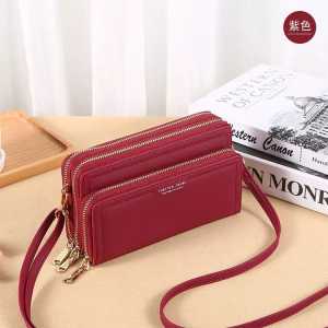 Murah Berkualitas!  Dompet Panjang Wanita Baru Mewah 2024 Lapisan Ganda Ritsleting Ganda Clutch Kapasitas Besar Tas Bahu Modis Multifungsi Serba Guna