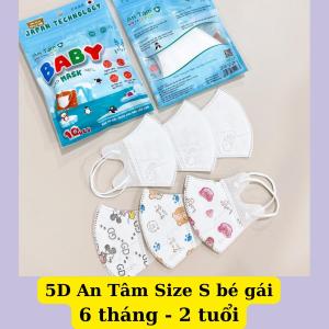 Xả kho 50c Khẩu trang cho bé 5d An Tâm 3D Khánh An Hộp 10 cái nhiều size nhiều họa tiết dây đeo co giãn cho bé từ 6 tháng - 8 tuổi