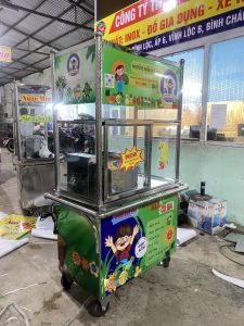 xe nước mía siêu sạch có tủ kính 1m trục ép 3 lô kim cương 12 bạc đạn mô tơ 800w bảo hành 24 tháng