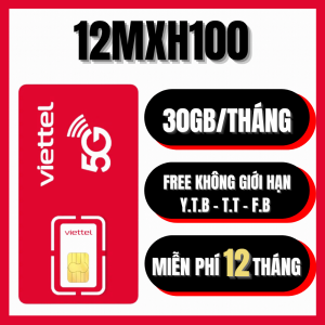 ( CỰC PHẨM ) SIM Viettel 5G 4G TRọn Gói 1 Năm 12MXH100 - TẶNG 30GB/tháng  + Miễn phí Truy Cập mạng KHông Giới Hạn Xem Y0utbe  Tikt0p  Face b00k  Mess Không cần Nạp Tiền Hàng Tháng . FREESHIP - CHƯA KÍCH HOẠT.