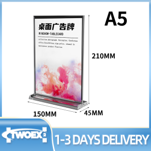 Acrylic Table Menu Sign Holder Stand Paper Photo Display Frame Advertising Board For Restaurant Hotel A6 Acrylic Menu Display Stand Desktop Billboard Double Side Clear T shape Desktop Price Tag Stand