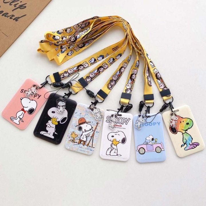 MOCCASINA Portable Credit ID Card Meal Card Snoopy Lanyard Card Case ...
