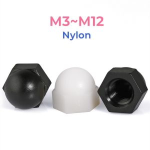 Black/White Nylon Cap Nuts M3 M4 M5 M6 M8 M10 M12 Plastic Insulation Decorative Cover Semicircle Acorn Nut