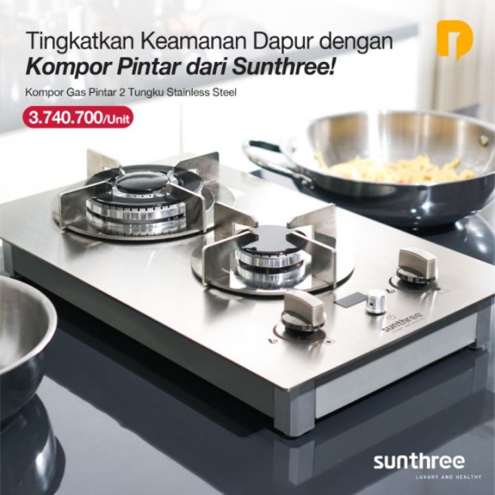 kompor quantum 2 tungku stainless