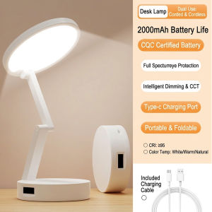 Cordless Desk Lamp Rechargeable LED Table Lamp Foldable Reading Light Touch Control 3 Color Dimmable Portable Travel Lamp For Home Office Desk Bedside Decor Lamps