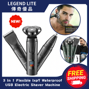 🇸🇬(SG STOCK)🔥3 In 1 Flexible IX7 Waterproof USB Electric Shaver Machine Shaver For Men