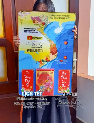 Lịch bản đồ việt nam Lịch Tết bản đồ 34 tỉnh bản đồ Việt Nam Lịch Tết 2026 Đốc Lịch Tết Lịch bloc 1073LT
