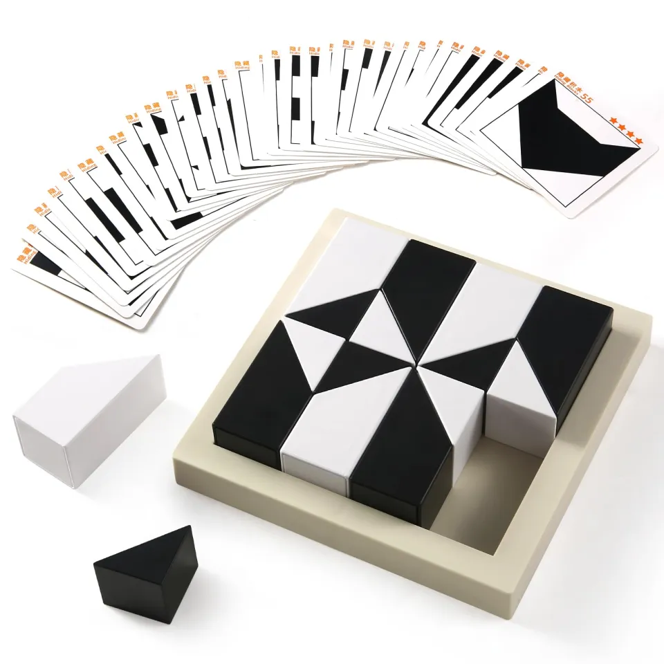 Block Puzzle, Plastic Cube Puzzle with Storage Tray Plastic Hidden