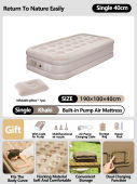 【SG STOCK】Outdoor Travel Air Camping Bed Self Inflating Camping Mattress With Built-in Air Pump Single Double Airbed 40cm