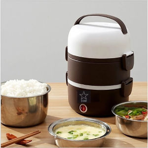 Hộp Cơm Cắm Điện Hâm Nóng 3 tầng với 3 khay INOX Cao Cấp