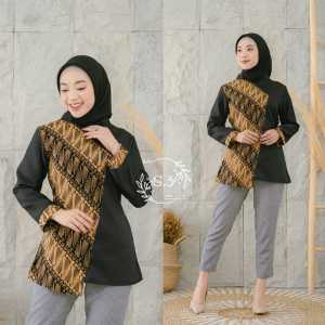 baju batik wanita lengan panjang / baju batik / atasan wanita modern / baju atasan wanita