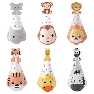 6pcs Animal Theme Birthday Party Decorations Hat