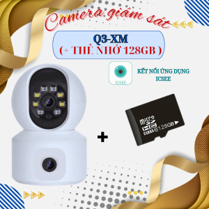 Camera trong nhà iCSee Q3-XM- 2 mắt 2 khung hình - Đàm thoại hai chiều- Báo động âm thanh ánh sáng-  Nhận diện con người- Cảnh báo chuyển động- Độ phân giải Full HD