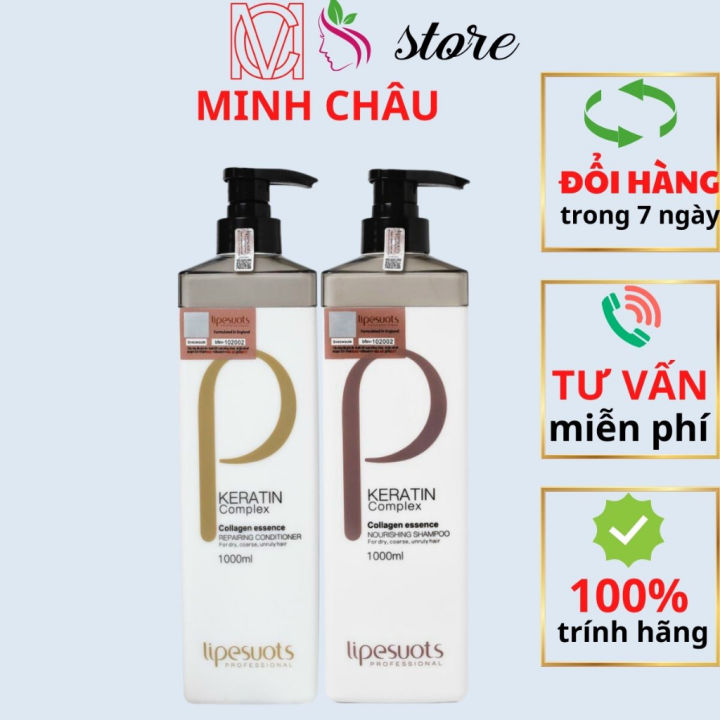 Dầu gội đầu P KERATIN 1000ml cặp dầu gội xả phục hồi hư tổn giảm rụng tóc chính hãng