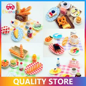 [Eleanor] 1Set Dollhouse Mini Breakfast Play Dim Sum Bread Jam Plate Model Miniature Kitchen Cooking Baking Model DIY Doll Accessories