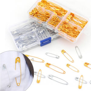 150pcs/box Safety Pins Paper Clip DIY Sewing Tools Gold Silver Metal Needles Large Safety Pin Brooch Craft Garment Accessories