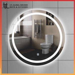 Bathroom Mirror LED/Bedroom Mirror LED Light Mirror Round Mirror 60CM Touch Screen Button Wall-Mounted