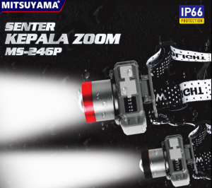 Senter Kepala Led 50 WATT Bisa Di ZOOM MS-246P MITSUYAMA Cahaya PUTIH Super Terang