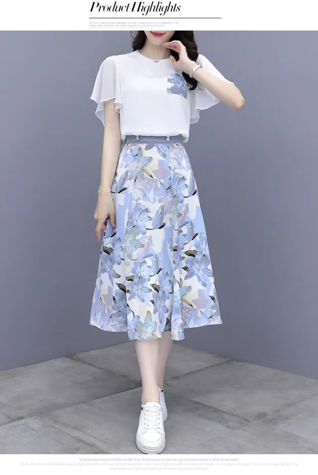 M-3XL 2PCS Suits Women Set Wear Summer Girls Female Student Dress