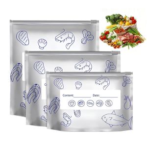 【 Buy 10 Get 20 】Thickened Aluminum Foil Refrigerator Fresh-Keeping Bag Reusable Aluminum Foil Self-Supporting Zipper Fresh-Keeping Bag With Date Label Leak Proof Freezing Bag Suitable For Kitchen Food Preservation Such As Meat Vegetables Fruits Etc
