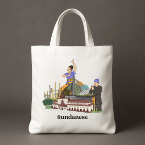 Totebag Kanvas Resleting Wanita Lucu Kota Indonesia Aesthetic Tas Kuliah Kerja Oleh Oleh