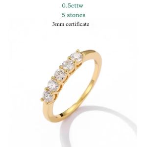 Smyoue 0.7CT 3mm Gemstone Moissanite Rings for Women S925 Silver Matching Wedding Diamond Band Stackable Ring White Gold Gift
