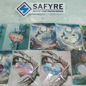 SAFYRE - Acrylic Keychain Random Bible Verse: Heart Rectangle Square Circle. Perfect for gifts giveaways souvenir.