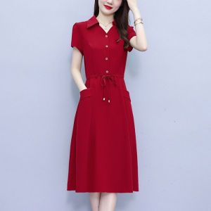 PM✿ Plus Size Fashion Short Sleeve Dress Women Korean Style Foraml V Neck Dress New Style 2024