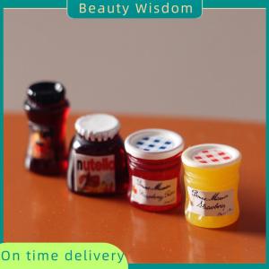 Beauty Wisdom 4Pcs 1:12 Dollhouse Miniature Coffee Can Bread Spread Fruit Sauce Jam Food Model Kitchen Decor Toy Doll House Accessories