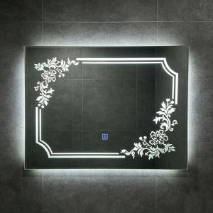 Smart Arched D‑Shape LED Lighted Bathroom Mirror 40×60cm Wall‑Hanging Touch Switch Vanity Cosmetic Makeup MirrorWaterproof Explosion‑Resistant HD Tempered Glass Wall Mirror for Bathroom SinkRestroomBedroomDressing TableApartment Home DecorSecure Pac