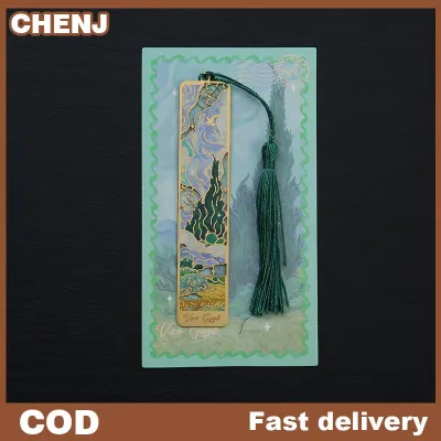 CHENJ 1 Pc Retro Floral Painting Metal Bookmark Hollow Bronzing Bookmark With Tassel Stationery Gifts For Book Club Reader
