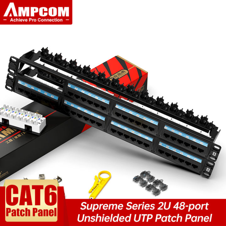 Patch Panel, CAT6/CAT5E 1U/2U 24Port/48Port Rackmount or