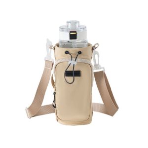 SVSAKZ168 Front Pocket Water Bottle Carrier Bag Waterproof Shoulder Strap Water Bottle Sling Bag Case Multi-functional Drawstring Open Top Water Bottle Holder Walking