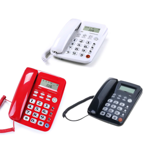Fixed Desk Phone Featuring Caller Identification Easy Operation Landline Telephone Anti Slip Base
