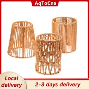 [COD] AqToCna Ship within 24 hours 1 Piece Vintage Hanging Lampshade Handmade Woven Lamp Shade For Living Room Bedroom Hotel Simulated Rattan Light Fixture