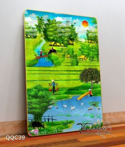 Tranh Làng Quê Việt Nam tráng gương2