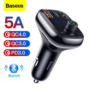 Baseus FM Transmitter Car Charger Bluetooth 5.0 MP3 Player Handsfree FM Modulator Quick Charge 4.0 PD 3.0 Dual USB Car Charger