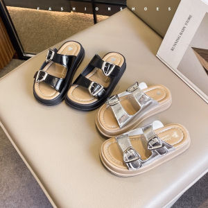 Girls Slippers 2025 Summer Newest Outerwear Exquisite Girls Metal Buckle Platform Shoes Slides Princess Non Slip Sandals I05165