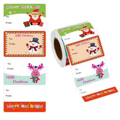 200pcs Christmas Gift Tags Roll | Self-Adhesive Holiday Stickers | 4x6cm Multi-Purpose Labels