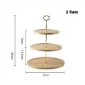 ABS 2/3 Tiers Cupcake Display Stand Natural Bamboo Wood Serving Stand Dessert Tray Layered High Tea Home Deco Party Event Tempat Letak Kek Cawan Gula-gula Bertingkat Kayu. 